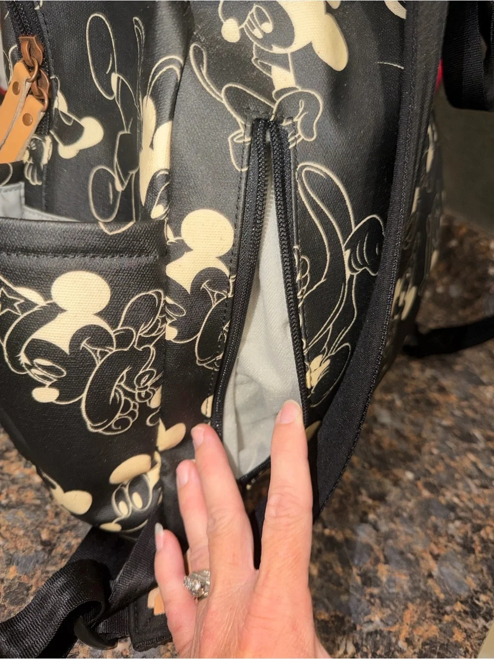 Petunia Pickle Bottom Black&White Mickey Mouse over Years Backpack Diaper Bag